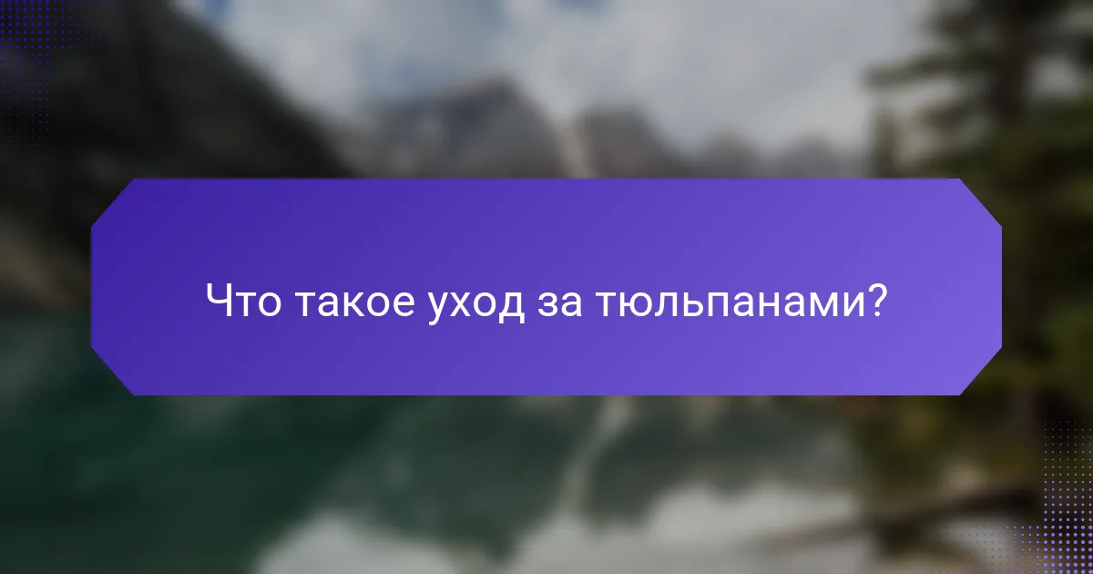 Что такое уход за тюльпанами?