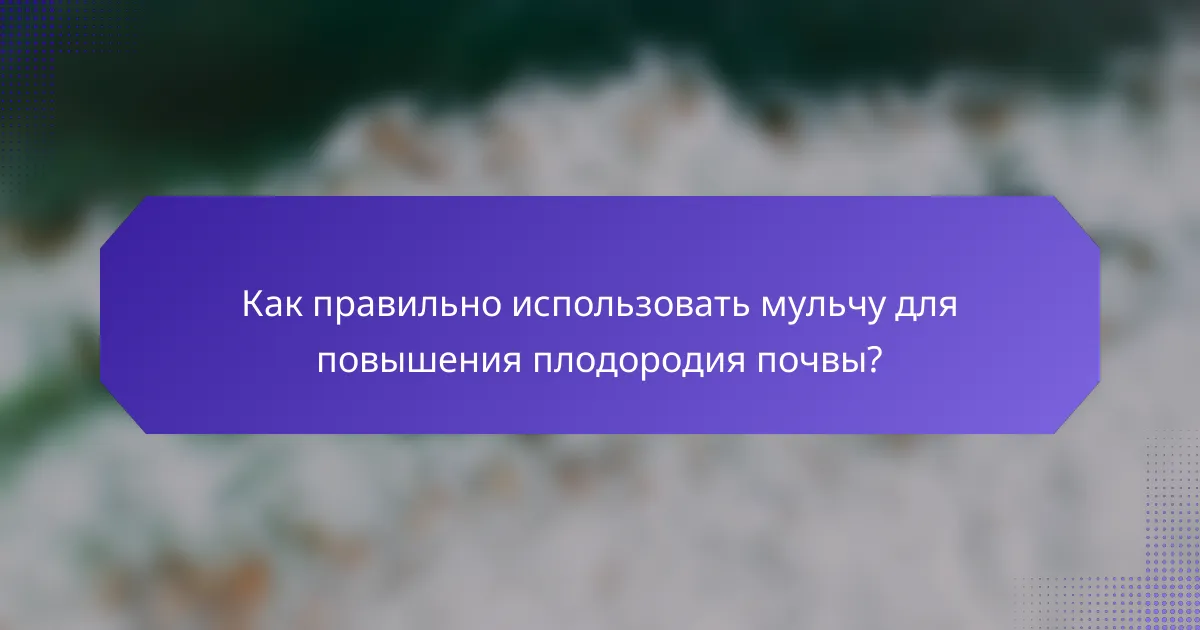 Как правильно использовать мульчу для повышения плодородия почвы?