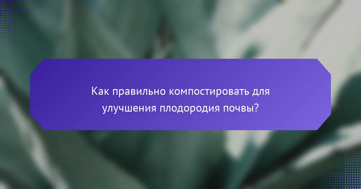 Как правильно компостировать для улучшения плодородия почвы?