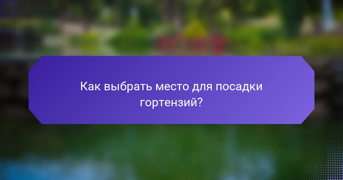 Как выбрать место для посадки гортензий?