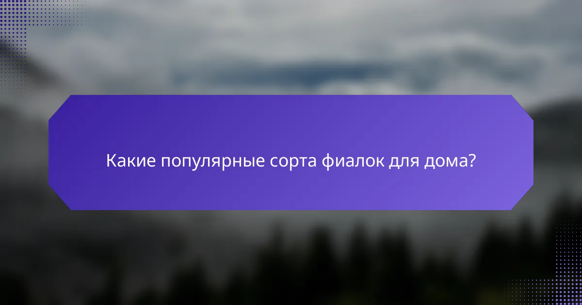 Какие популярные сорта фиалок для дома?