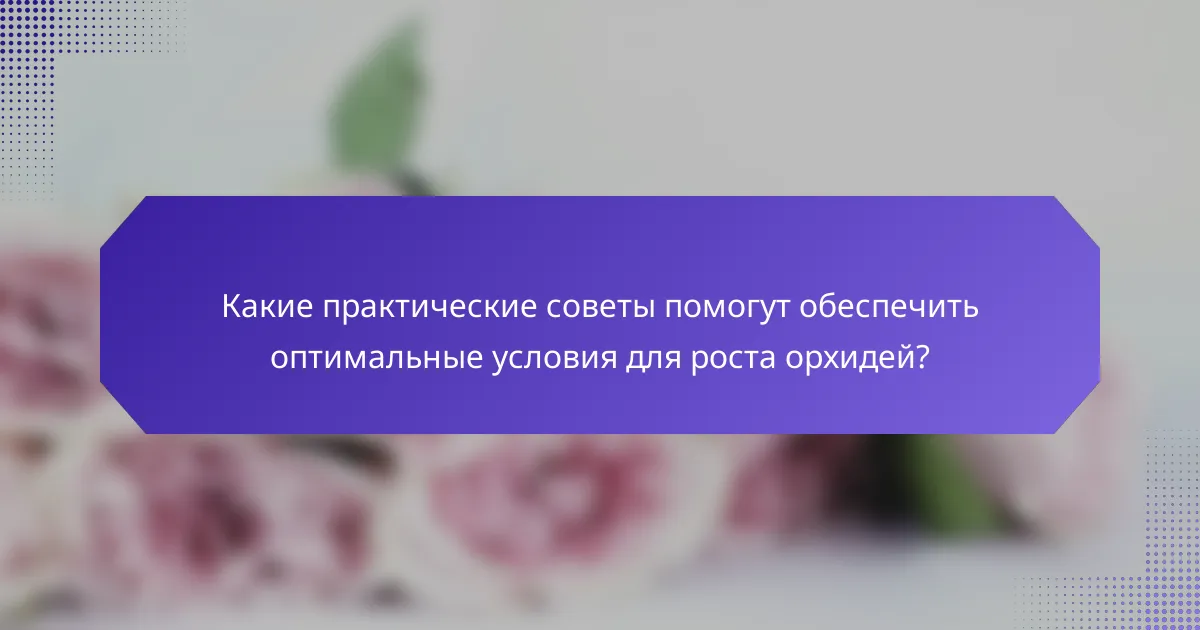 Какие практические советы помогут обеспечить оптимальные условия для роста орхидей?