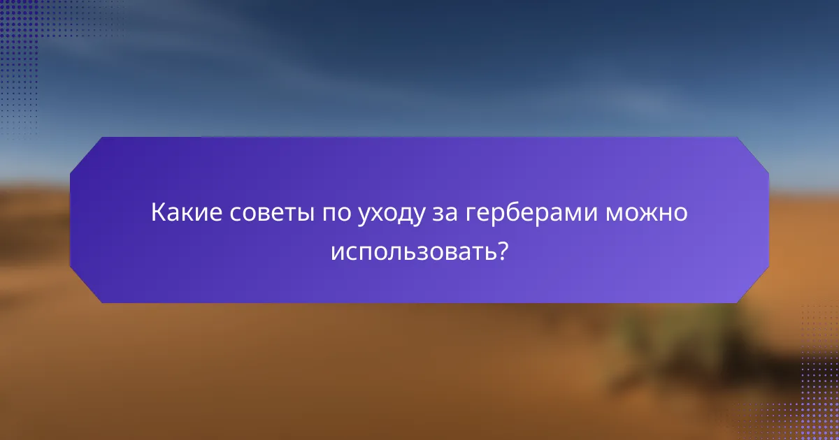 Какие советы по уходу за герберами можно использовать?